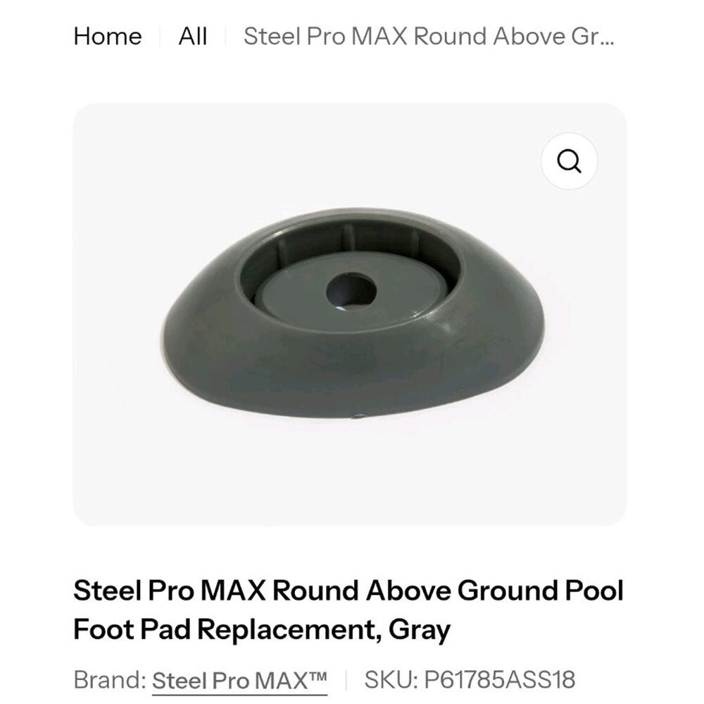 Steel Pro MAX Round Above Ground Pool Foot Pad Replacement, Gray
